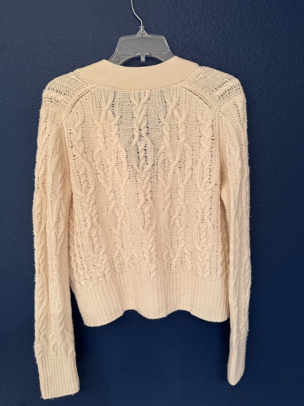Vince Triple Braid Cable Wool & Cashmere Cardigan Women’s Cream Size Medium - Picture 7 of 14